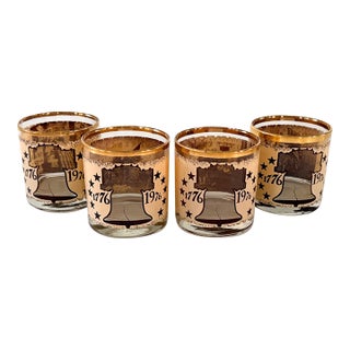 1970s Mid Century Modern Bicentennial Lowball Glasses - 4 pcs For Sale
