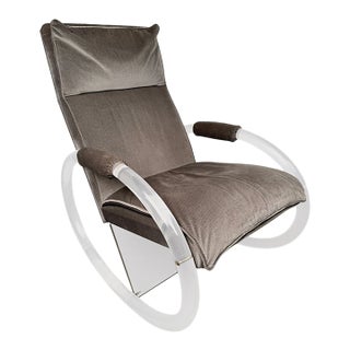 Vintage Lucite Rocking Chair Attributed to Charles Hollis Jones For Sale