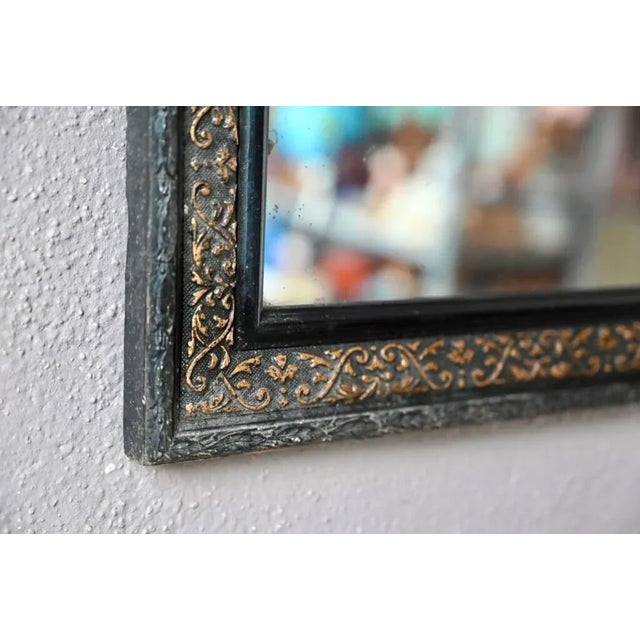 Black Bohemian Black and Gilt Wood Mirror, 1930s For Sale - Image 8 of 9