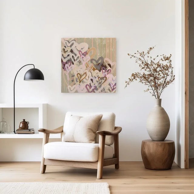 Plastic Showering You With Affection - Abstract Muted Tone Graffiti Mixed Media Painting Original Artwork by Amber Goldhammer For Sale - Image 7 of 9