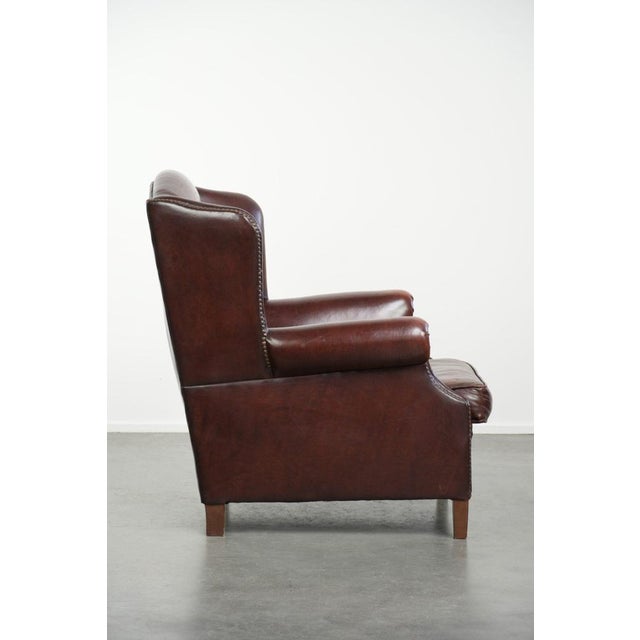 Vintage Wing Chair in Sheepskin Leather For Sale - Image 3 of 15