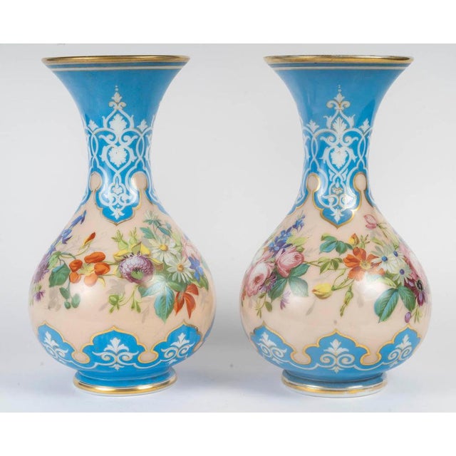 Napoleon III Opaline Vases, 19th Century, Set of 2 For Sale - Image 8 of 11