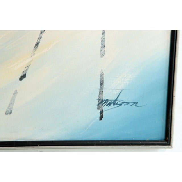Paint Large Scale Vintage 1970's Ski School Acrylic on Canvas Painting For Sale - Image 7 of 11