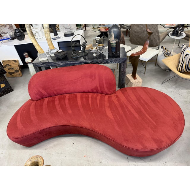 Vladimir Kagan Zoe Sofa for American Leather in Cinnabar Ultrasuede For Sale - Image 4 of 16