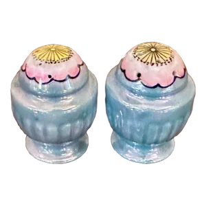 Early 20th Century Lustreware Pink and Green Salt and Pepper Shakers, Made in Japan