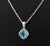14k White Gold Blue Topaz Diamond Pendant Necklace For Sale - Image 4 of 8