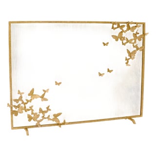Brilliant Gold Butterfly Fireplace Screen Lighter Version For Sale