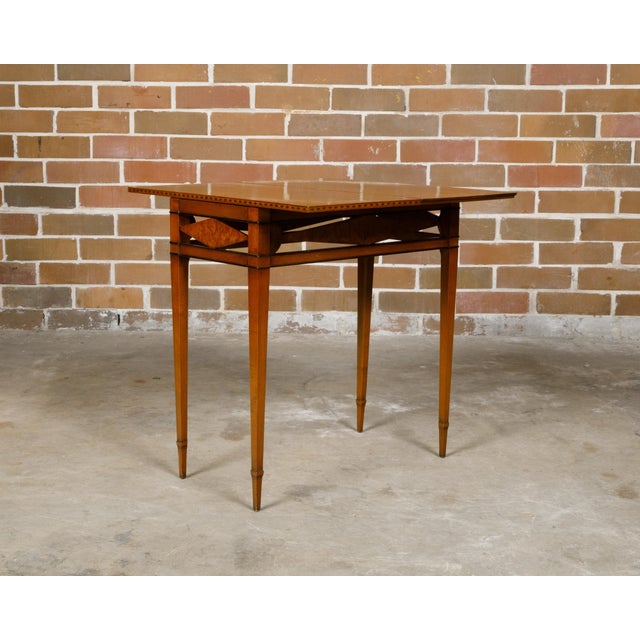 Wood French 19th Century Burlwood Folding Table with Inlaid Accents and Diamond Motif For Sale - Image 7 of 12
