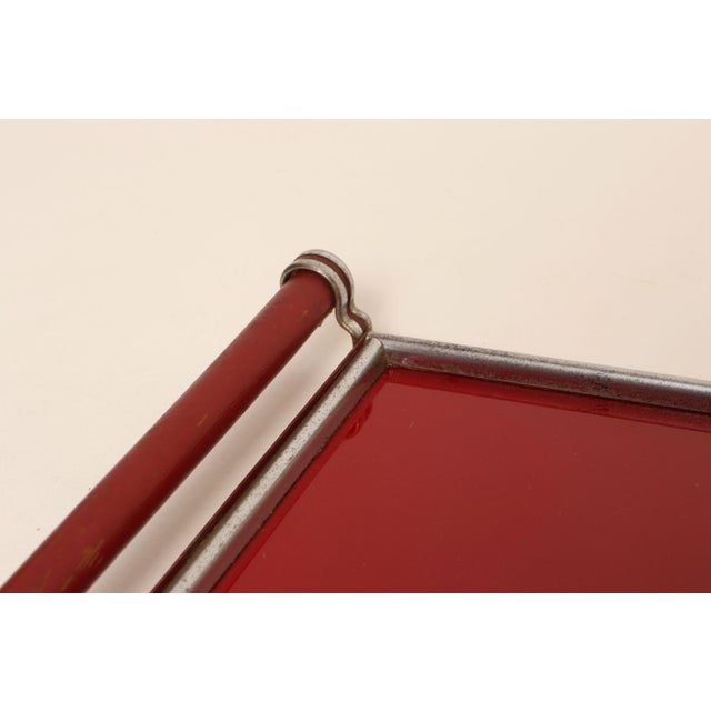 American Art Deco Chrome, Glass, Red Laminate and Painted Wood Tray For Sale - Image 14 of 18