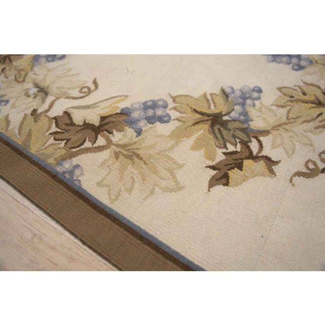 Textile 9x12 Vintage Aubusson Flat Weave Wool Rug, Ivory Grapevine Lattice For Sale - Image 7 of 14