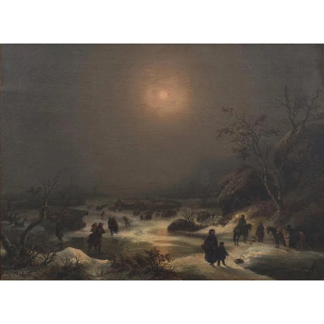 Northern Nocturnal Landscape - Oil on Canvas by J.F. Hesse - Mid 19th Century Mid 19th Century For Sale - Image 5 of 5