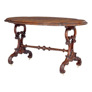 Victorian Carved Burr Walnut Side Table, 1860s For Sale