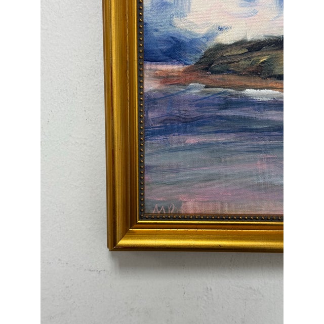 Abstract Cloud Covered Blue Skies on the Beach Painting, Framed For Sale - Image 12 of 12