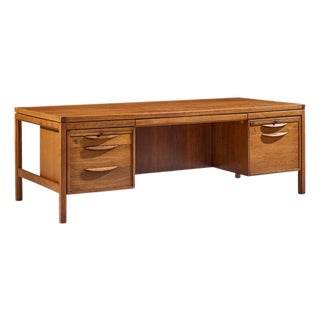 Jens Risom Mid Century Walnut Executive Desk For Sale