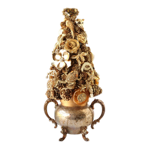 Midcentury Jewelry Christmas Tree W/ Silver=Plate Sugar Bowl