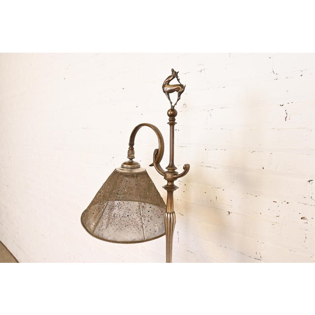 Louis Comfort Tiffany Furnaces Bronze Art Deco Floor Lamp With Wire Mesh Shade, 1920s For Sale In South Bend - Image 6 of 11