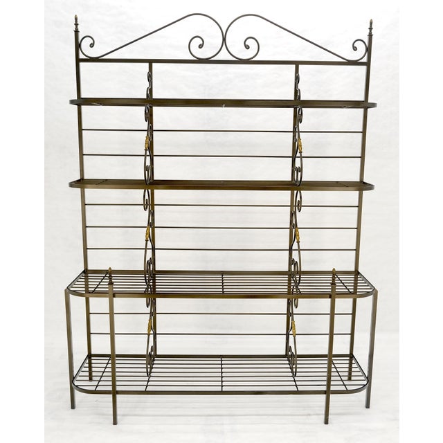 Vintage Steel & Brass Baker's Rack MINT For Sale - Image 4 of 17