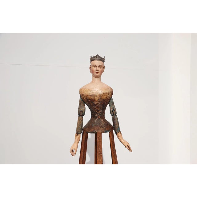 Baroque Baroque Santos Cage Doll With Silver Crown, Portuguese 18th Century, Virgin, Madonna, Religious For Sale - Image 3 of 12