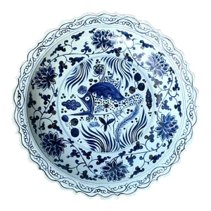 Vintage Asian Monumental Blue and White Platter