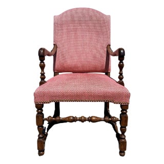 Early 20th Century Louis XIII Style Walnut Fauteuil Armchair, Pair Available For Sale