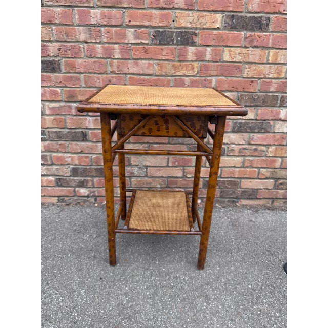 Wood 20th Century Bamboo Table With Drawer For Sale - Image 7 of 8