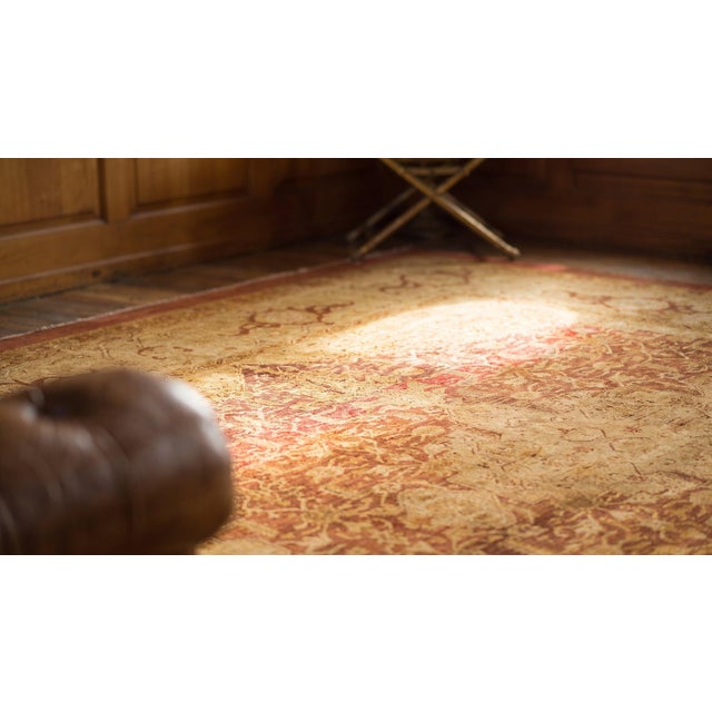 Artistic Warm Neutral Mahogany Brown Field With Medallion Design Antique Indian Agra Rug For Sale - Image 14 of 15