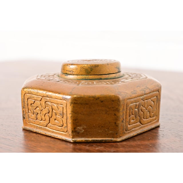 Tiffany Studios Tiffany Studios New York Zodiac Bronze Inkwell For Sale - Image 4 of 11
