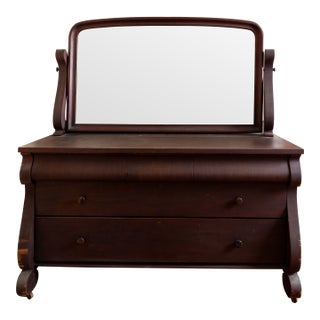 Antique Dresser With Mirror – Solid Mahogany For Sale