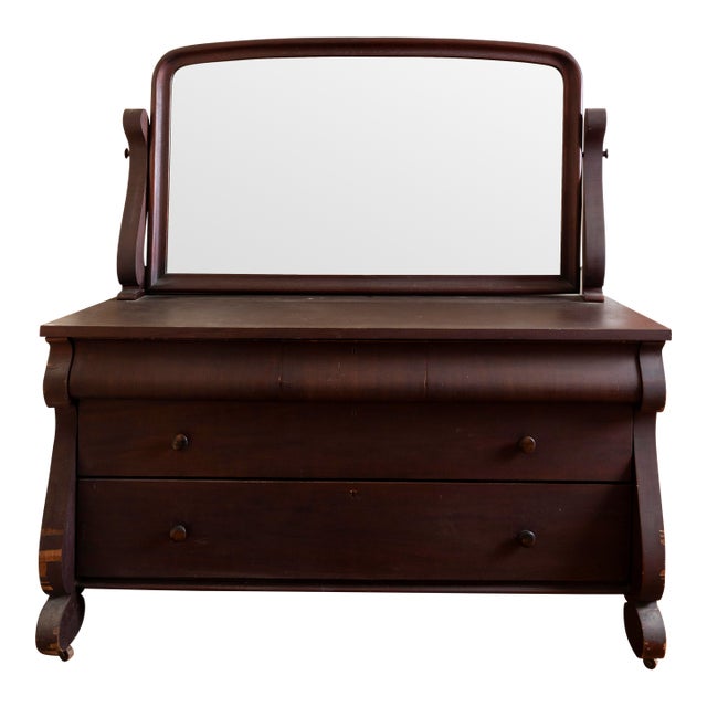 Antique Dresser With Mirror – Solid Mahogany For Sale