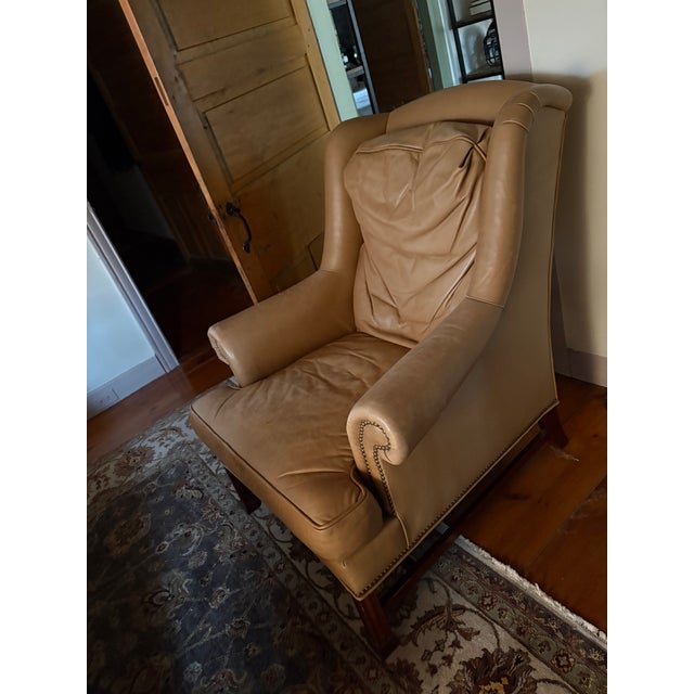 1990s Hickory Chair Leather Armchair For Sale In Philadelphia - Image 6 of 13
