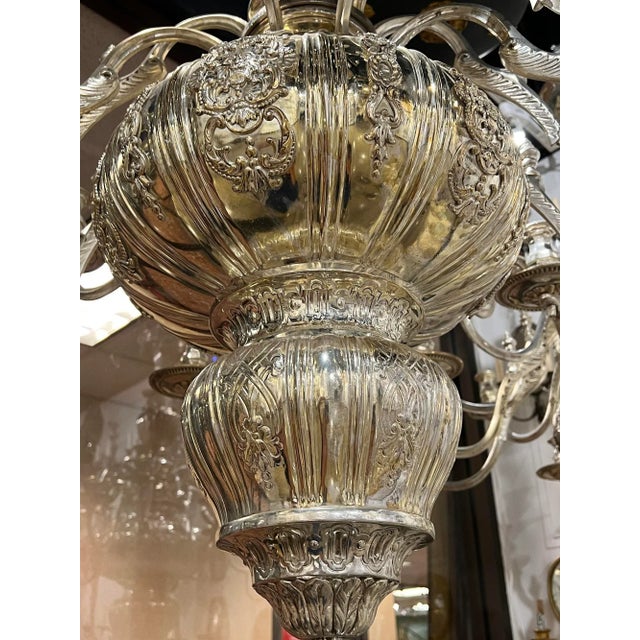 Edward F. Caldwell & Co. 1900 Caldwell Silver Plated 16 Light Chandelier For Sale - Image 4 of 5