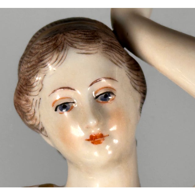 Ceramic Dresden Volkstedt Porcelain Figurine Woman Dancer Musician For Sale - Image 7 of 18