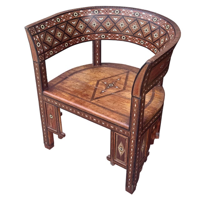 Antique Marquetry & Mother-of-Pearl Round-Back Chair For Sale - Image 4 of 12