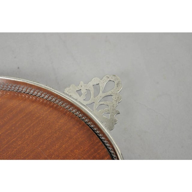 Mid 20th Century Vintage Eales 1779 Silver Plated Georgian Oval Formica Footed Bar Platter Tray For Sale - Image 5 of 15
