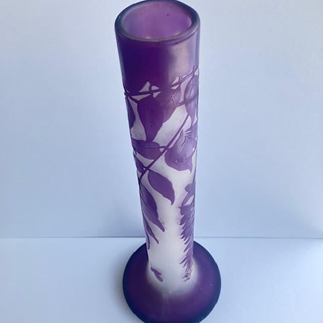 Antique Cut Glass Vase with Enamel Decoration by Émile Gallé, 1890s For Sale - Image 15 of 15