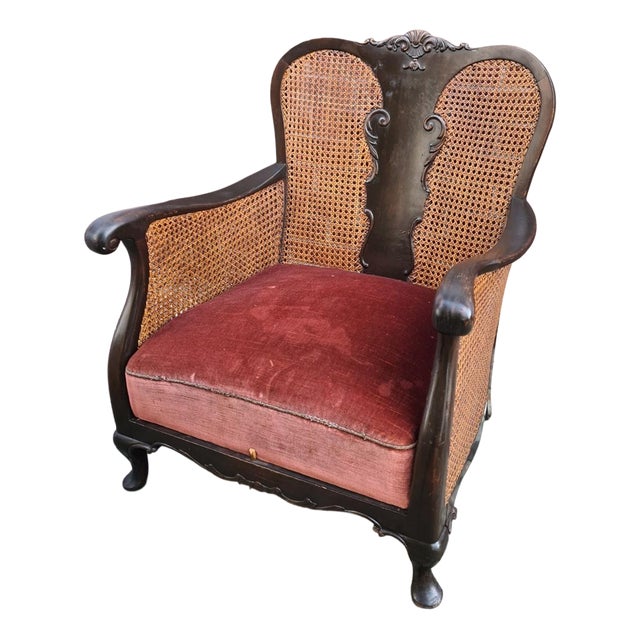 Late 19th Century Neo-Rococo Lounge Chair with Viennese Wickerwork For Sale