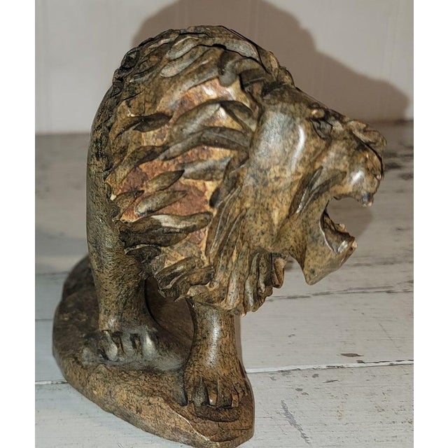 Folk Art Hand Carved Alabaster Lion For Sale - Image 3 of 7