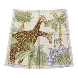 1980s Classic Nature Inspired Silk Scarf by Salvatore Ferragamo For Sale