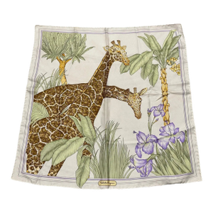 1980s Classic Nature Inspired Silk Scarf by Salvatore Ferragamo