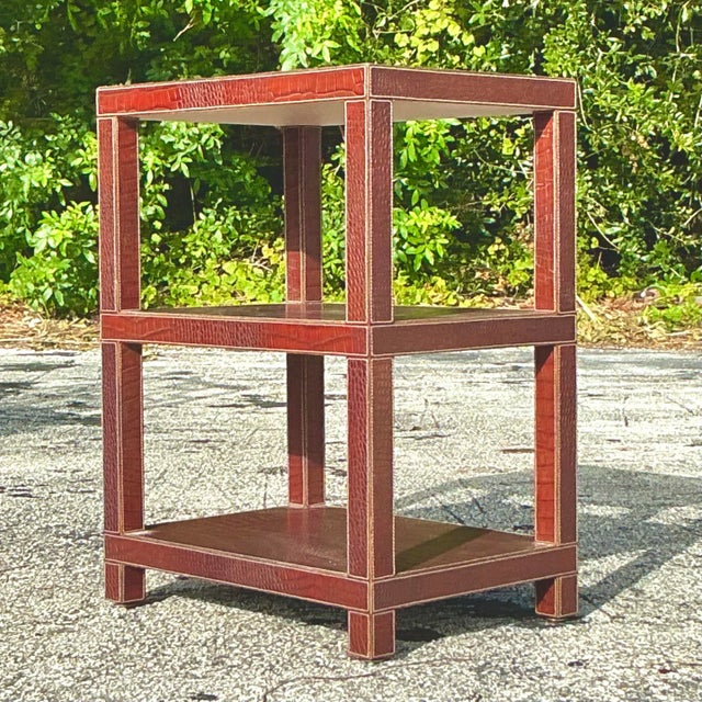 Vintage French Boho d.c. And Company Stamped Croc Side Table | Chairish