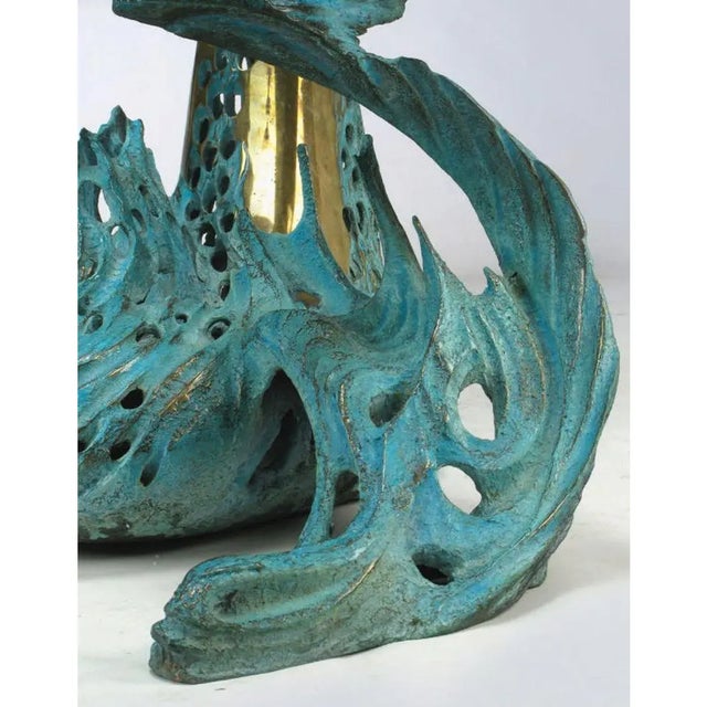 Bob Bennett The Sounding Table by Bob Bennett - Turquoise Patinated Bronze Abstract Sculpture Table For Sale - Image 4 of 5