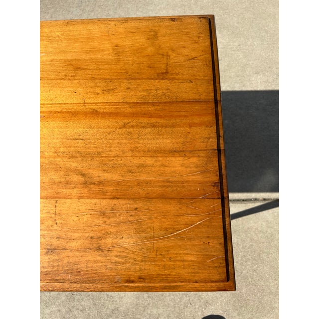 Mid 19th Century Antique 19th Century Solid Maple Folding Side Table With Beveled Edges and Turned Legs For Sale - Image 5 of 12
