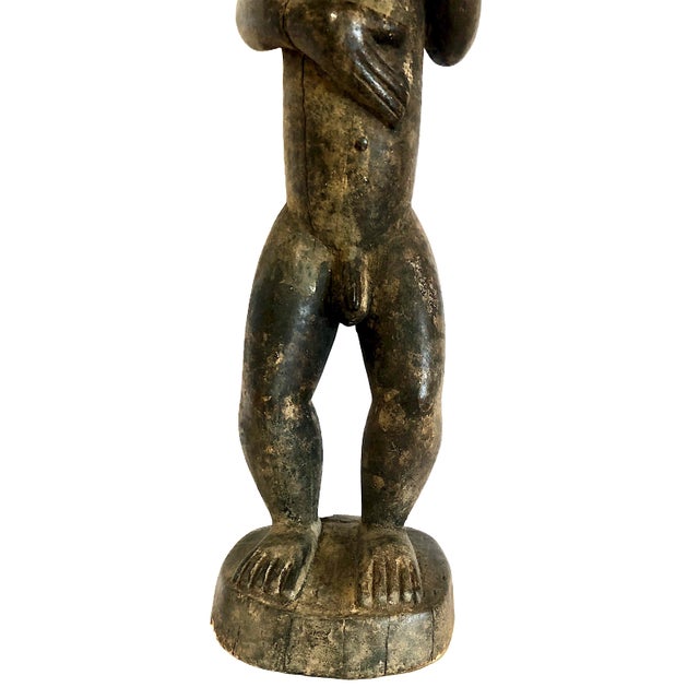 Mid 20th Century African Carved Wood Male Sculpture For Sale - Image 5 of 14