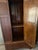solid oak mission style wardrobe with brass pulls, and bottom drawer. rare and unique. Edwardian period, excellent condition.