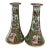 Pair of Antique Chinese Rose Medallion Porcelain Candlesticks For Sale