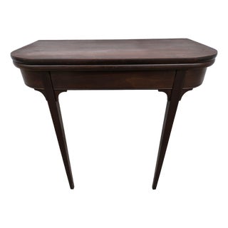 Georgian Square Mahogany Flip Top Console Game Table For Sale
