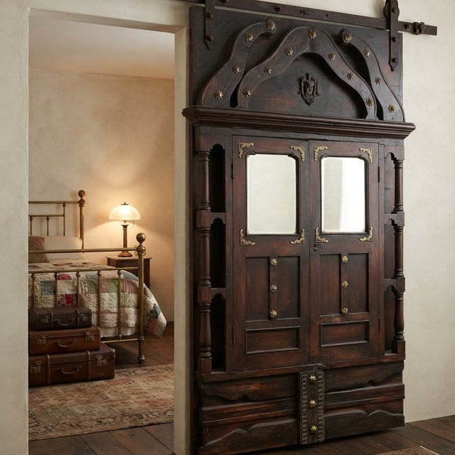 1920s Antique Rustic Barn Door Brutalist Mid Century Library Door 83x42 For Sale - Image 5 of 5