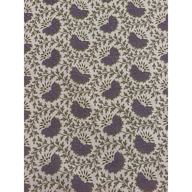 Sister Parish -Verbena Fabric Willow Parma 4 Yards Hand Printed Linen Fabric For Sale In Raleigh - Image 6 of 6