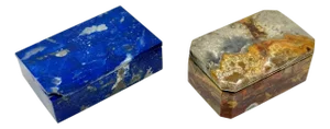 1970s Small Agate and Lapis Boxes - Set of 2