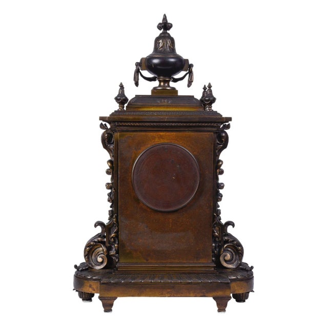 Mid 19th Century Mid 19th Century Bronze Mantel Clock With Deadbeat Escapement For Sale - Image 5 of 10